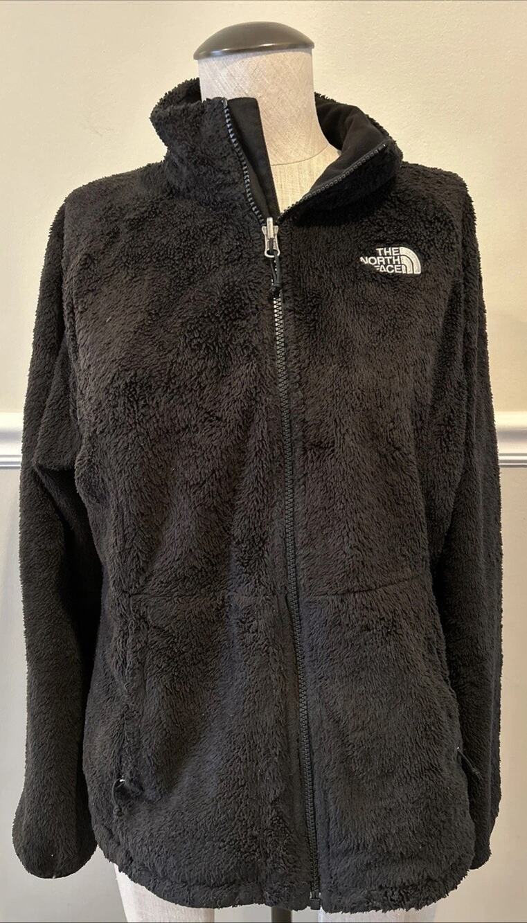 The North Face Hooded Osito Jacket Size M black Soft Fleece -EUC